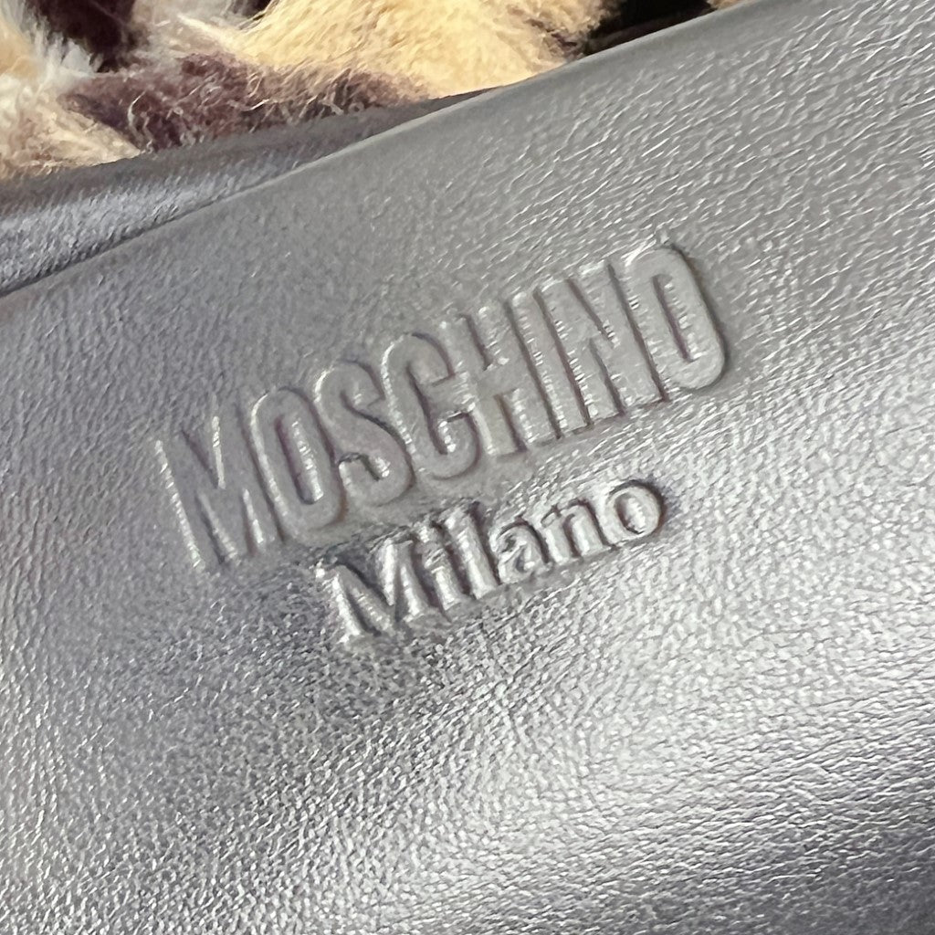 Moschino Leopard Flap Buckle Drawstring Backpack Excellent