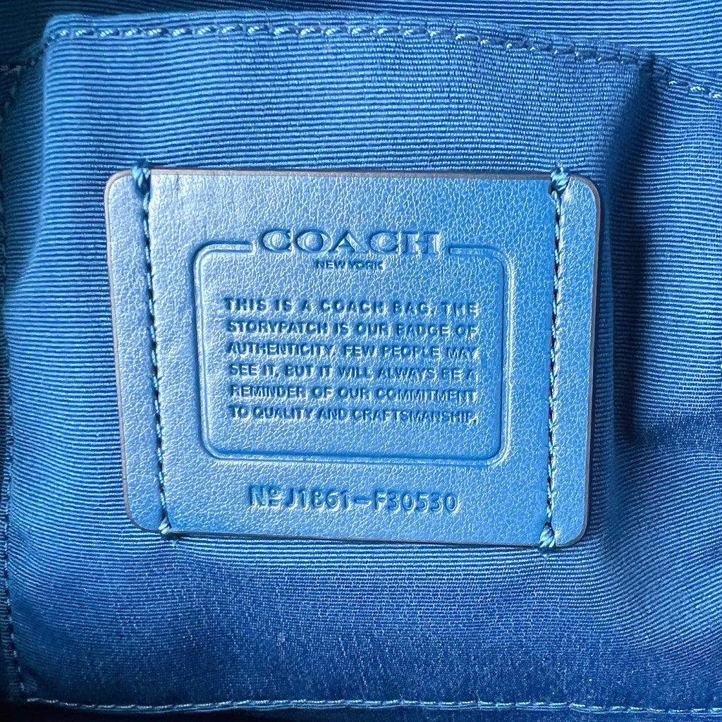 Coach Blue Leather Front Logo 3 Way Mini Backpack Like New