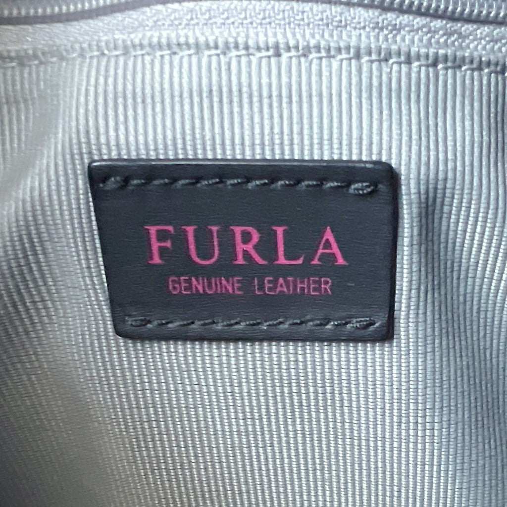 Furla Grey Leather Front Logo Slouchy 2 Way Shoulder Bag Like New