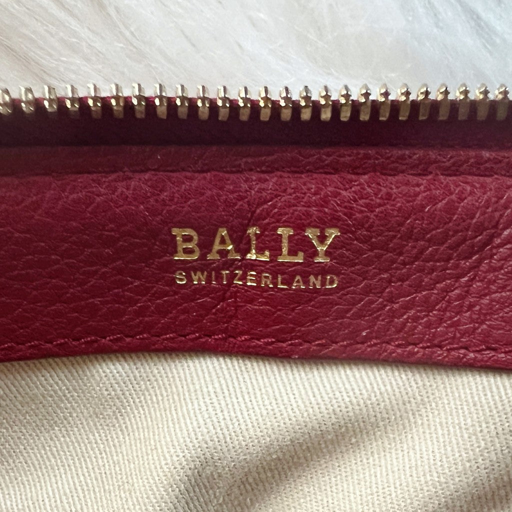 Bally Maroon Leather Front Logo Shopper 2 Way Shoulder Bag Excellent
