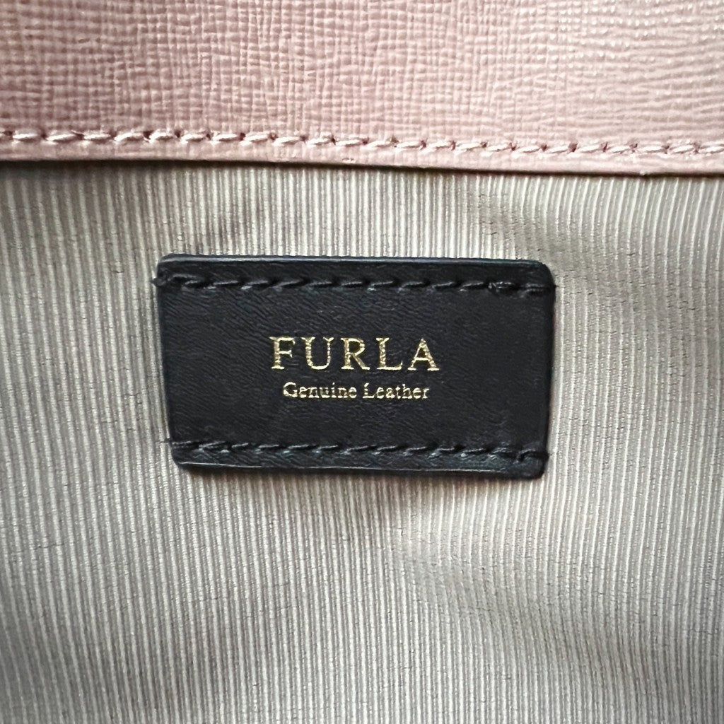 Furla Blush Pink Leather F Charm Tote Bag Like New