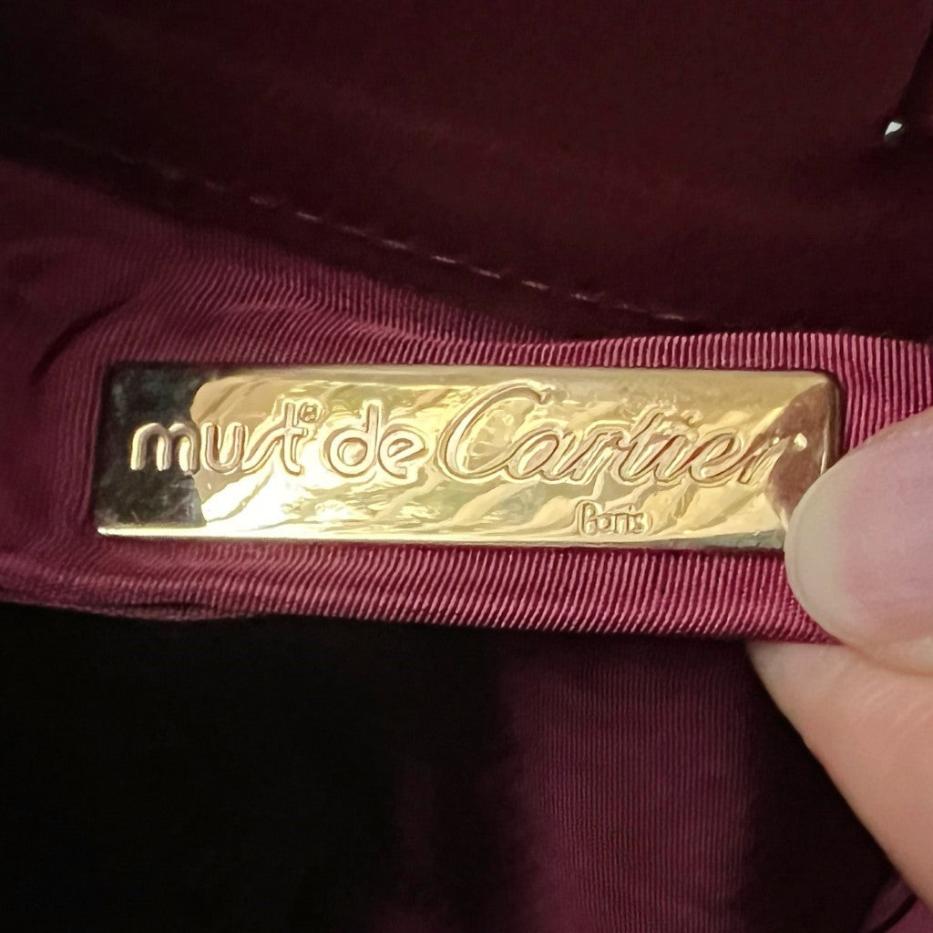 Cartier Signature Bordeaux Leather Front Embossed Logo Crossbody Shoulder Bag