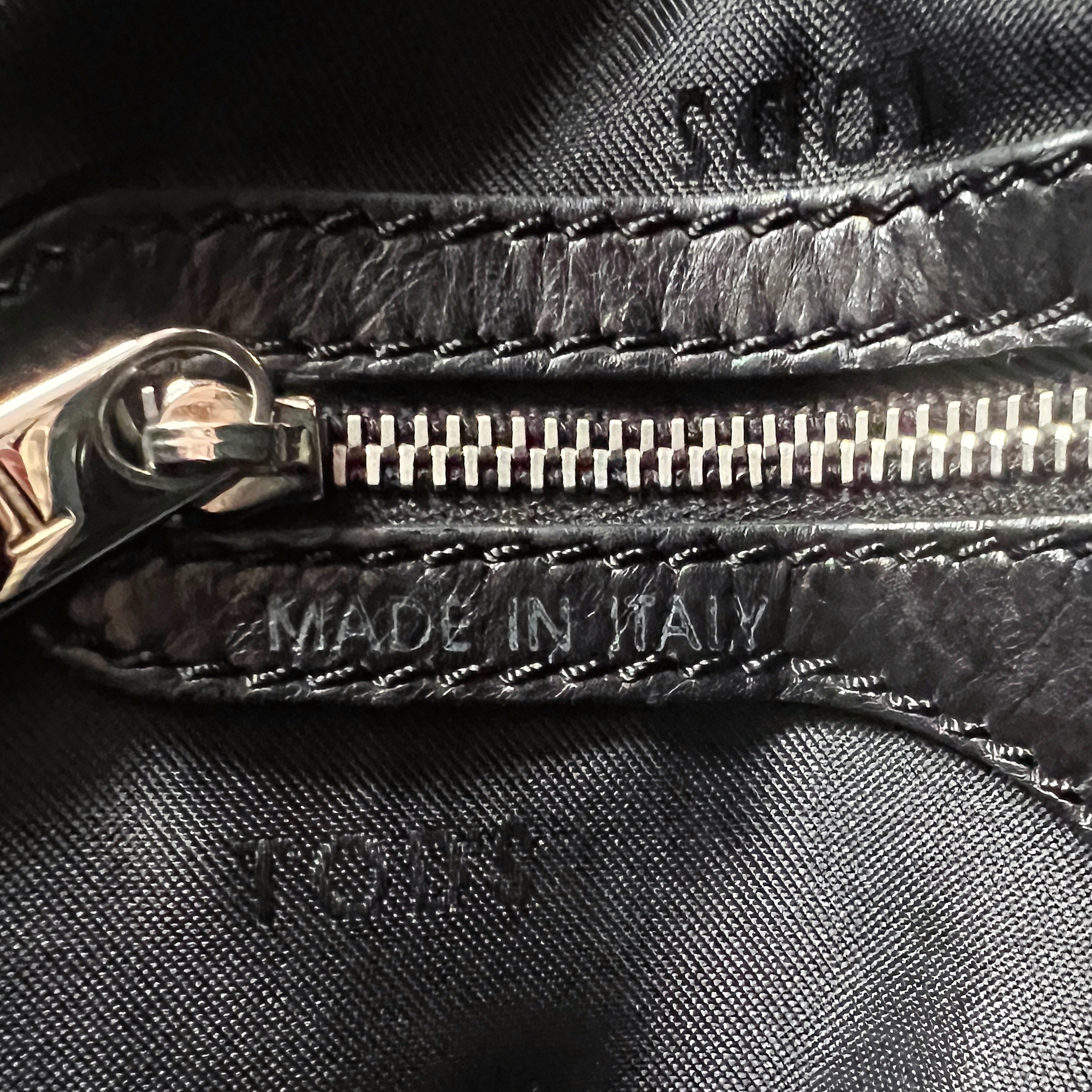 Tod's Black Leather Front Logo Side Buckle 2 Way Shoulder Bag Excellent