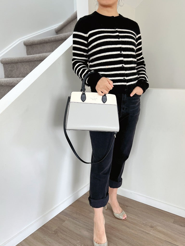 Kate Spade Tri Tone Leather Front Logo 2 Way Shoulder Bag Like New
