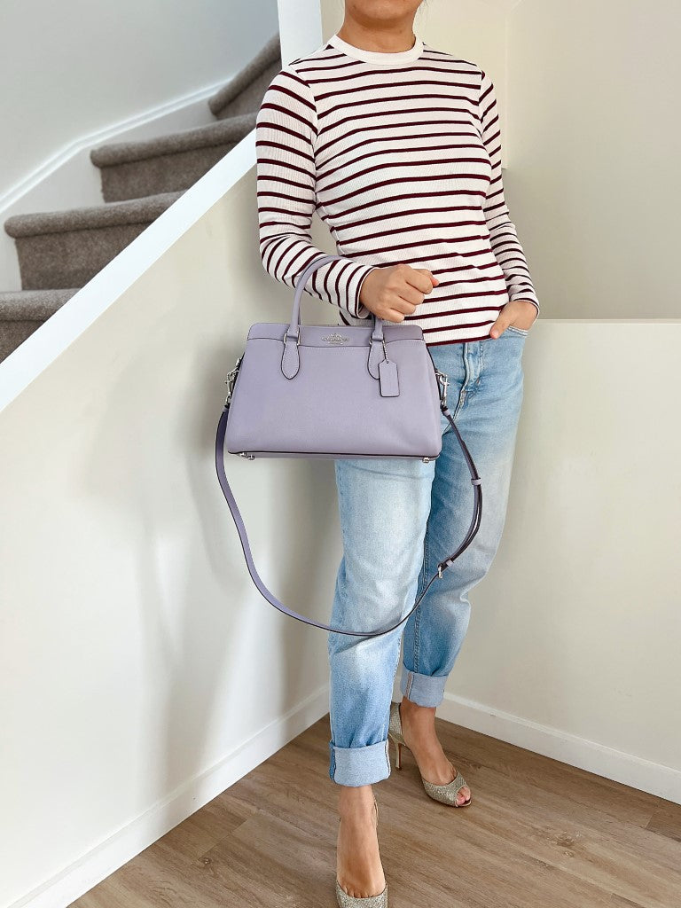 Coach Lavender Leather Triple Compartment 2 Way Shoulder Bag Like New