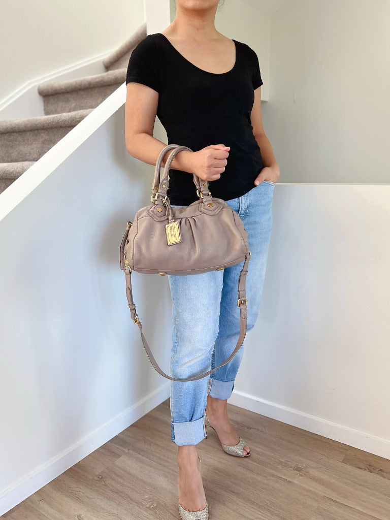 Marc Jacobs Taupe Leather Classic Q 2 Way Shoulder Bag
