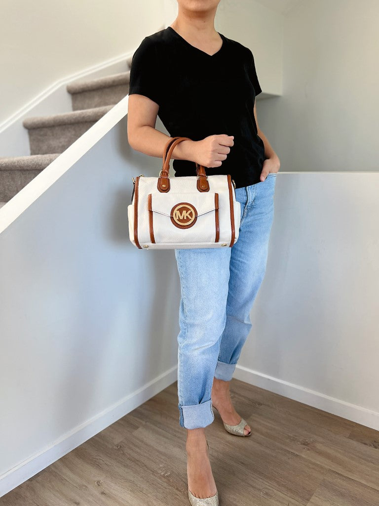 Michael Kors Two Tone Leather Boston Tote Bag