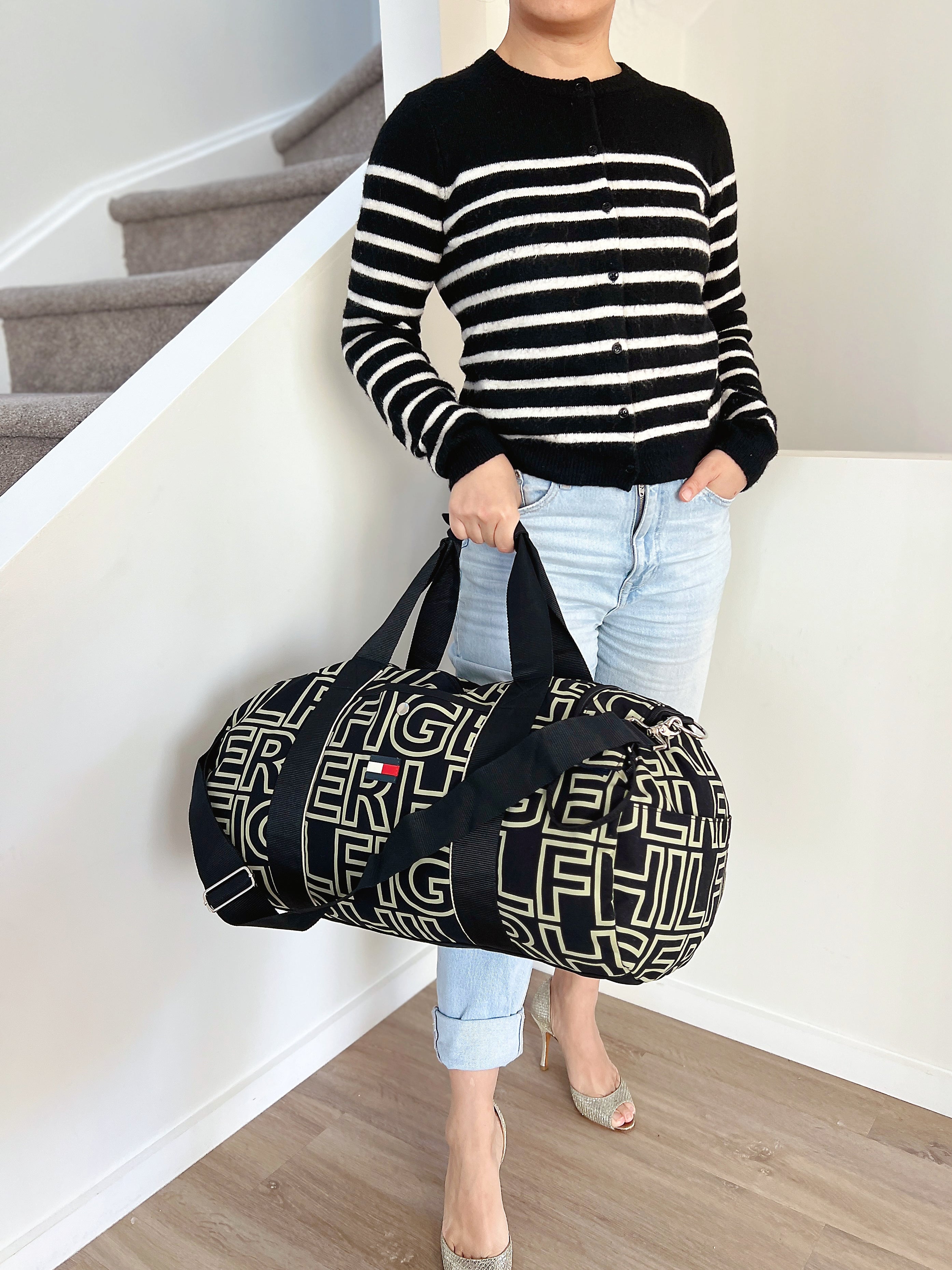 Tommy Hilfiger Patterned Canvas Keepall Large Travel Bag Excellent