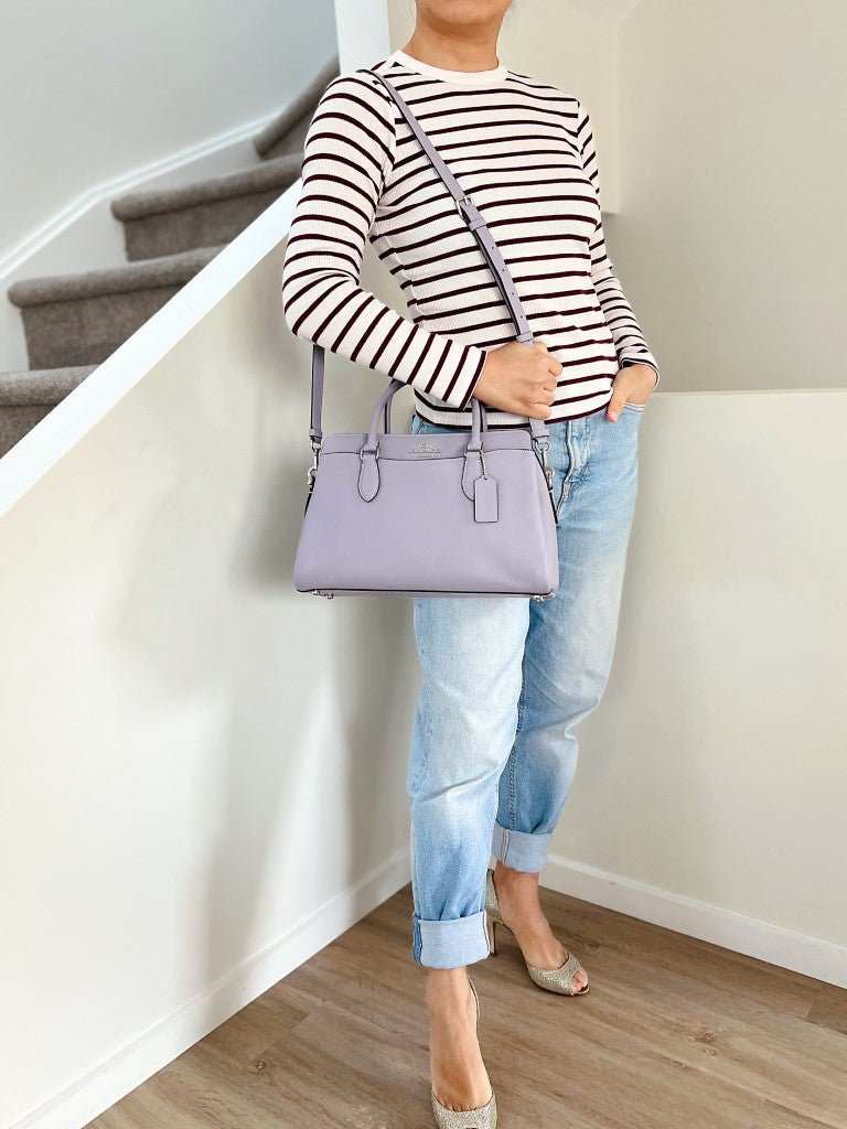 Coach Lavender Leather Triple Compartment 2 Way Shoulder Bag Like New