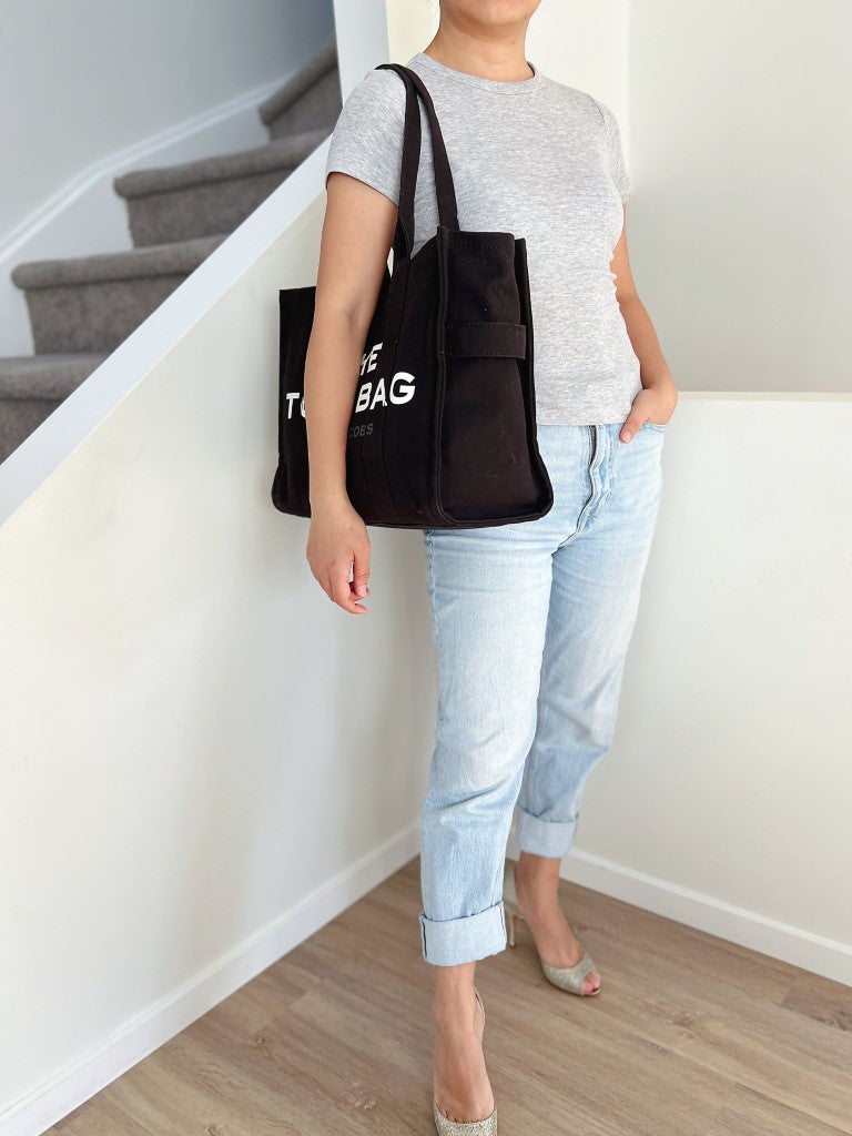 Marc Jacobs Black Signature Book Tote Large Shoulder Bag Excellent