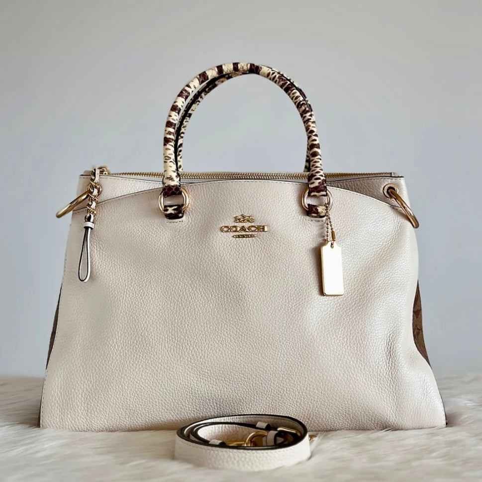 Coach Python Pattern Handle Triple Compartment 2 Way Shoulder Bag Like New