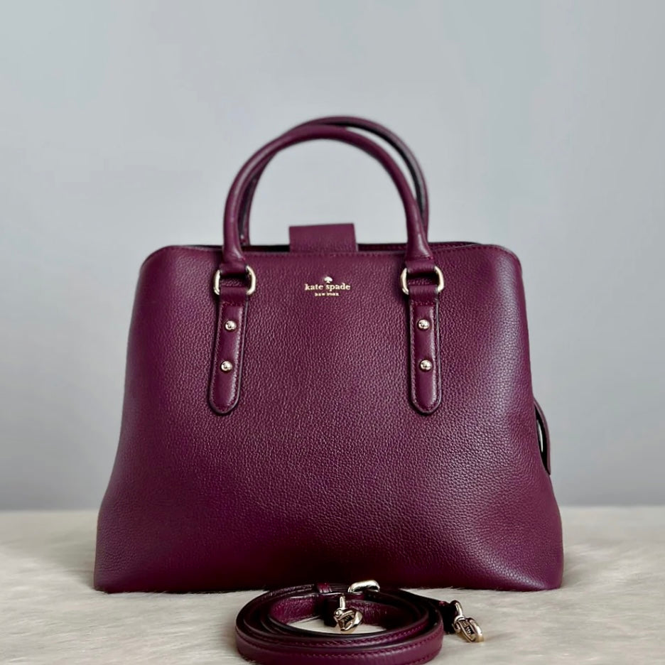 Kate Spade Burgundy Leather Triple Compartment 2 Way Shoulder Bag Like New