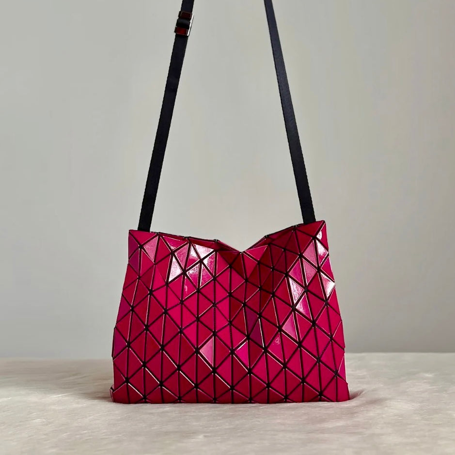 Issey Miyake Fuchsia Geometric Panels Crossbody Shoulder Bag Excellent