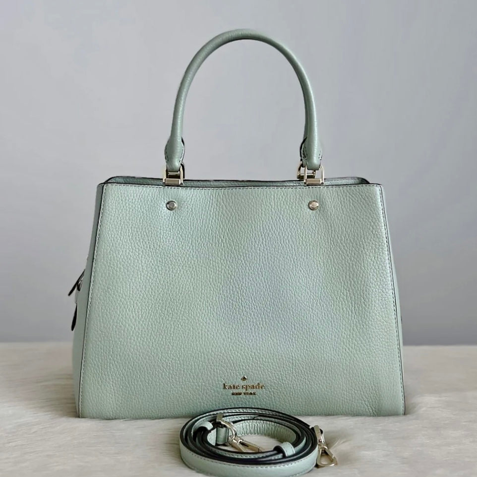 Kate Spade Mint Leather Triple Compartment 2 Way Shoulder Bag Like New