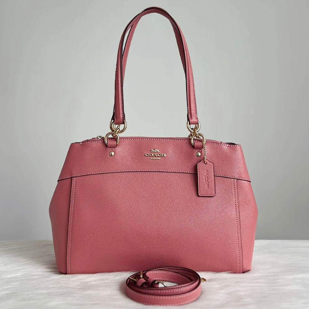 Coach Pink Leather Triple Compartment Career 2 Way Shoulder Bag Like New
