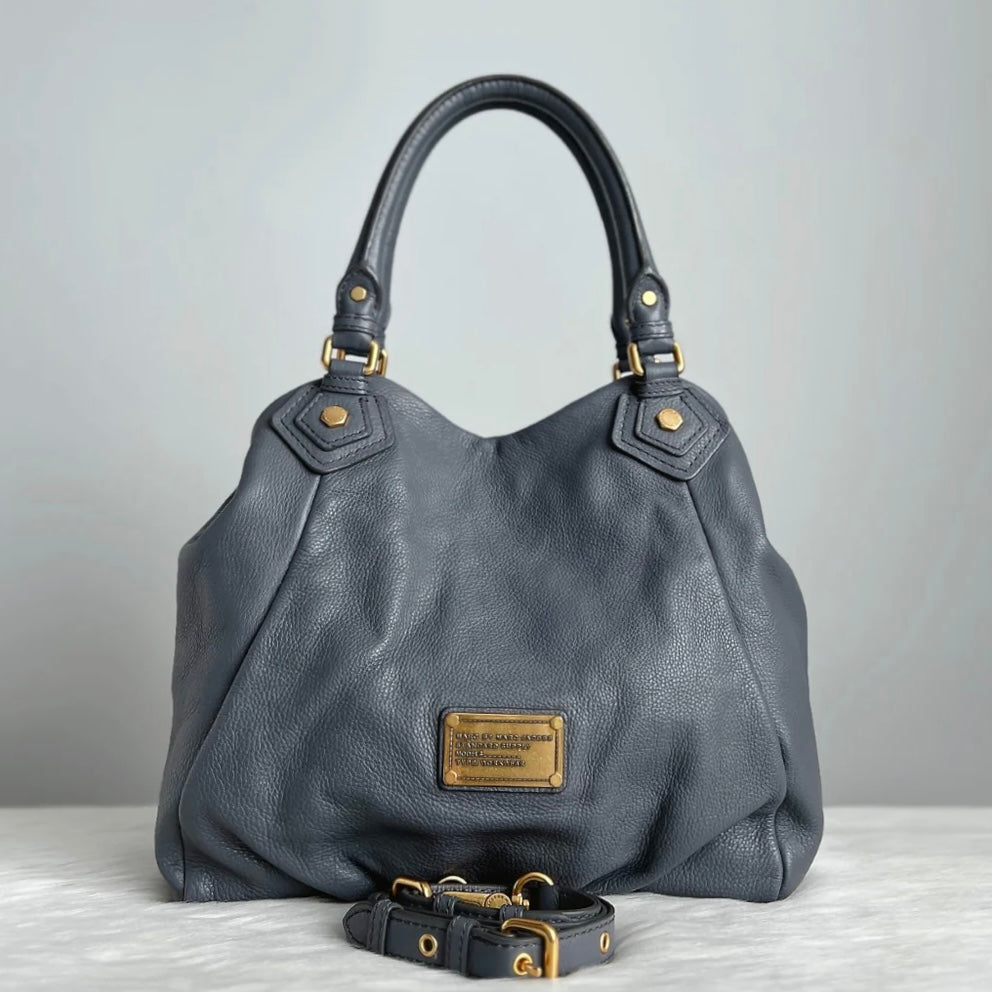 Marc Jacobs Grey Leather Logo Detail 2 Way Shoulder Bag Excellent