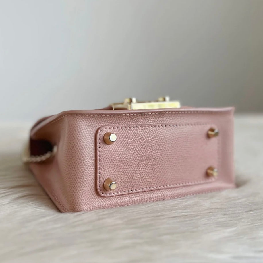 Furla Pink Leather Metropolis Small Crossbody Shoulder Bag Excellent