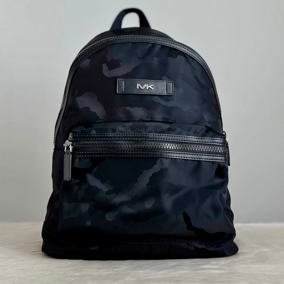 Michael Kors Black Kamo Print Double Compartment Backpack Like New