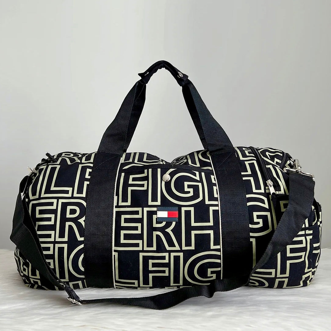 Tommy Hilfiger Patterned Canvas Keepall Large Travel Bag Excellent