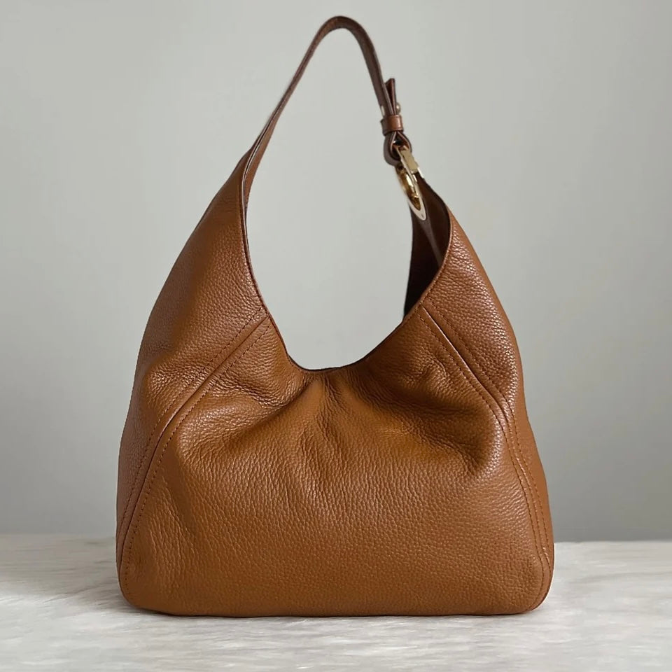 Michael Kors Caramel Leather Side Detail Slouchy Shoulder Bag Excellent