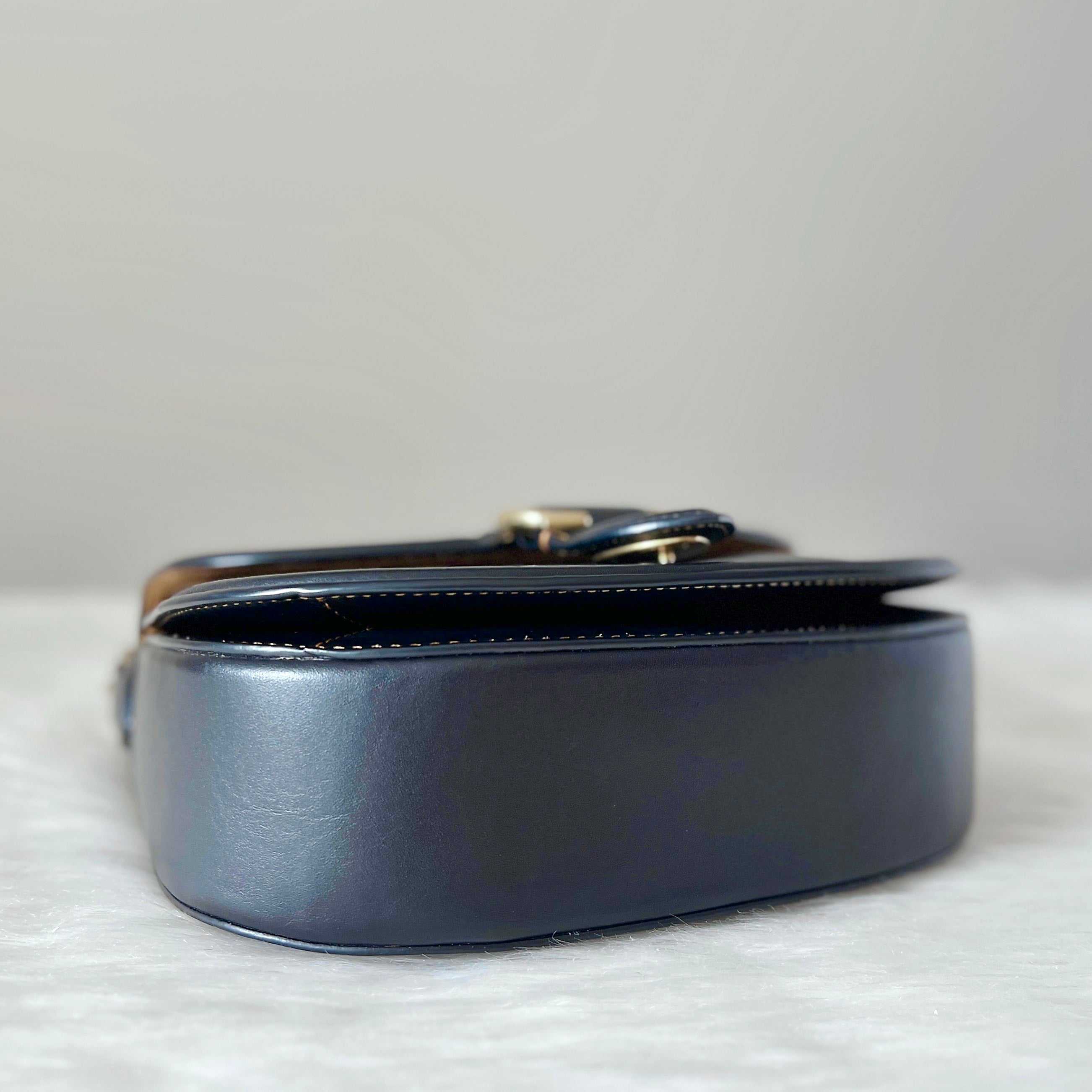 Coach Black Leather Buckle Flap Crossbody Shoulder Bag Excellent
