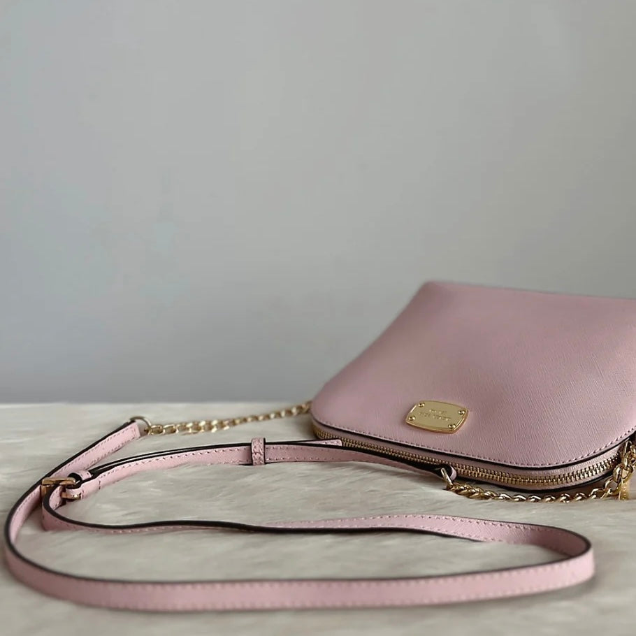 Michael Kors Pink Leather Chain Detail Crossbody Shoulder Bag Like New