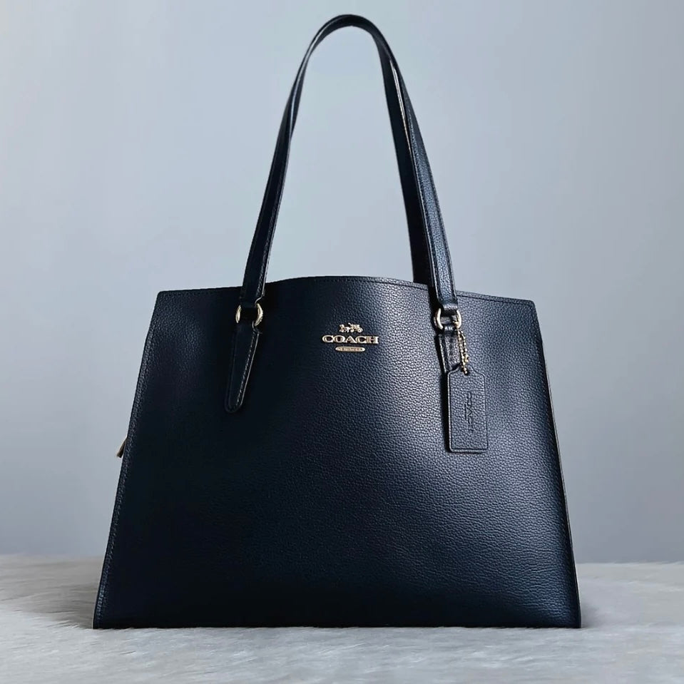 Coach Black Leather Triple Compartment Carryall Shoulder Bag Like New