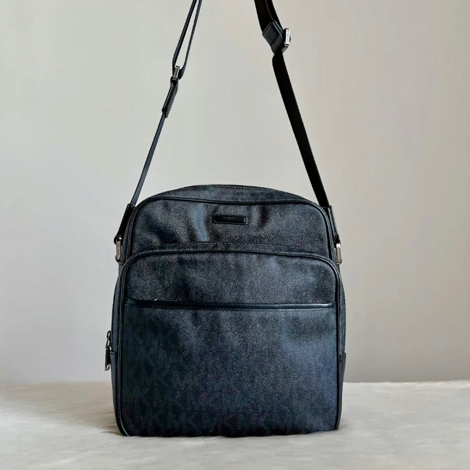 Michael Kors Monogram Double Compartment Unisex Crossbody Shoulder Bag Excellent