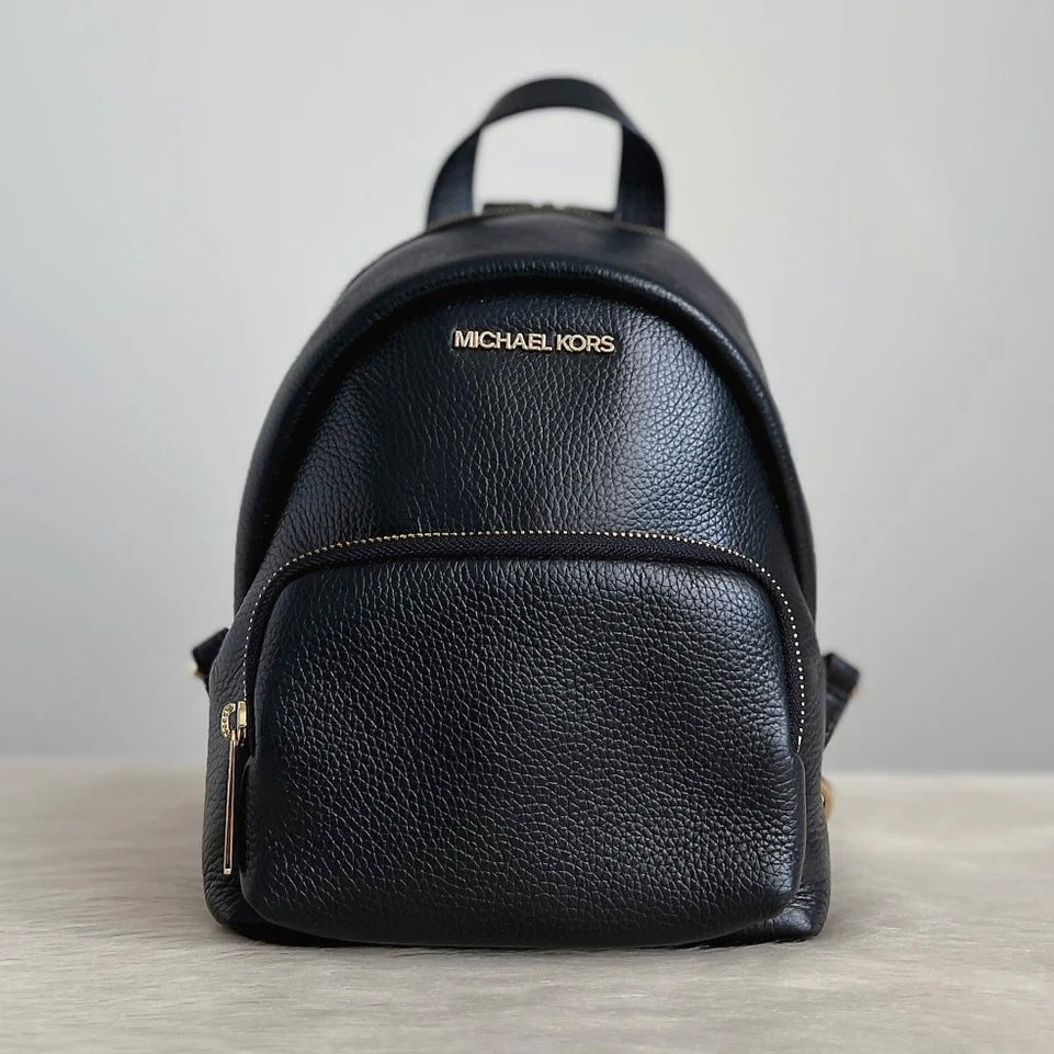 Michael Kors Black Leather Double Compartment Small Backpack Like New