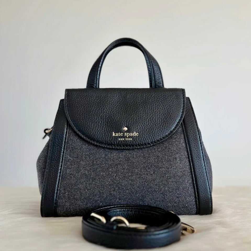 Kate Spade Leather Wool Patchwork 2 Way Shoulder Bag Like New