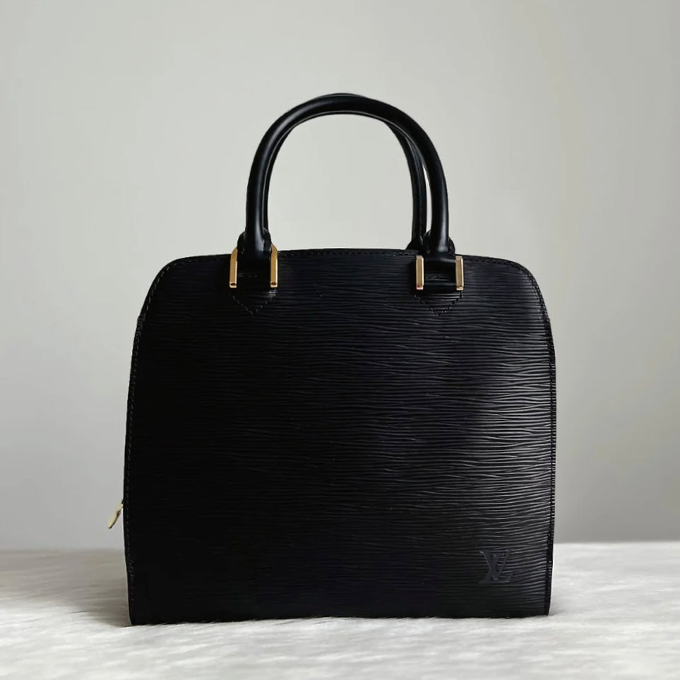 Louis Vuitton Black Epi Leather Pont Neuf Triple Compartment Tote Bag Excellent
