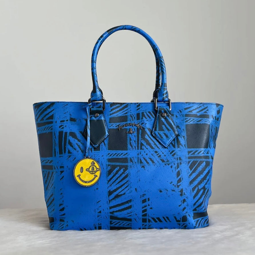 Vivienne Westwood Patterned Smily Face Charm Carryall Shoulder Bag Excellent