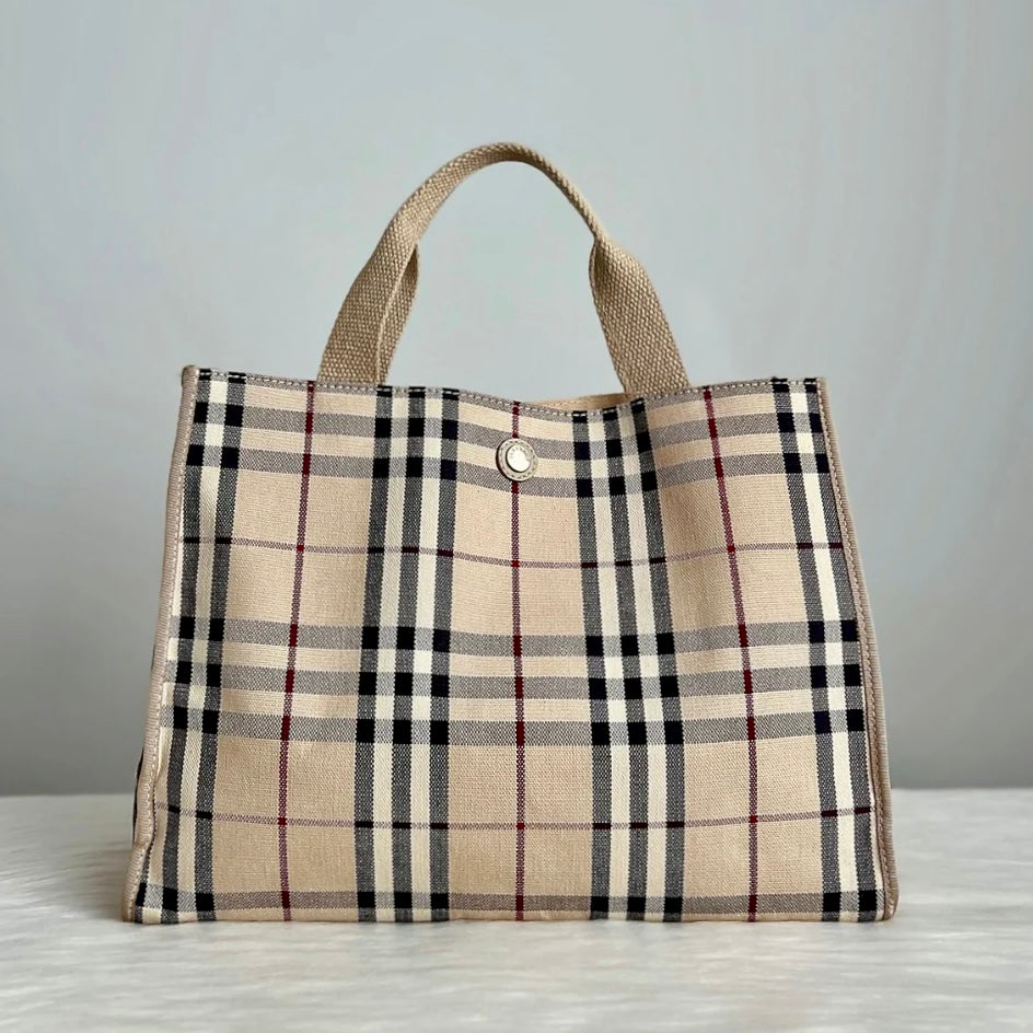 Burberry Signature Check Pattern Tote Bag Excellent