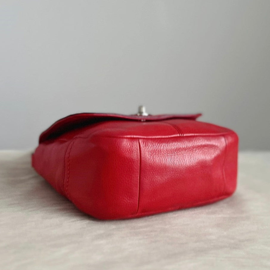 Coach Red Leather Turn Lock Flap Crossbody Shoulder Bag Excellent