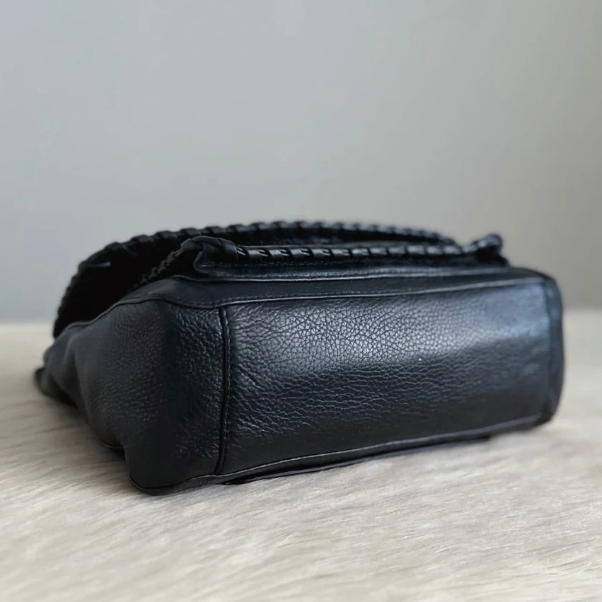 Tory Burch Black Leather Chain Detail 3 Way Shoulder Bag Like New