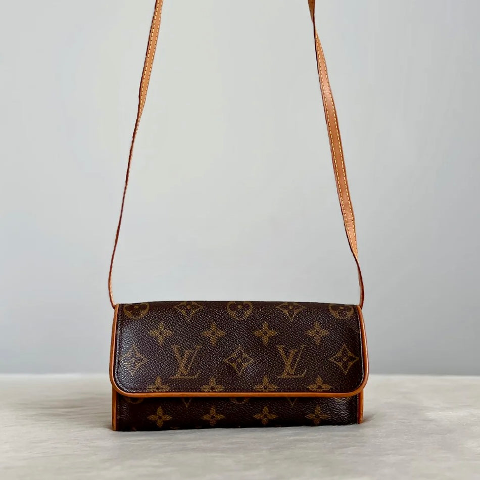 Louis Vuitton Signature Monogram Pochette Twin PM Mini Shoulder Bag