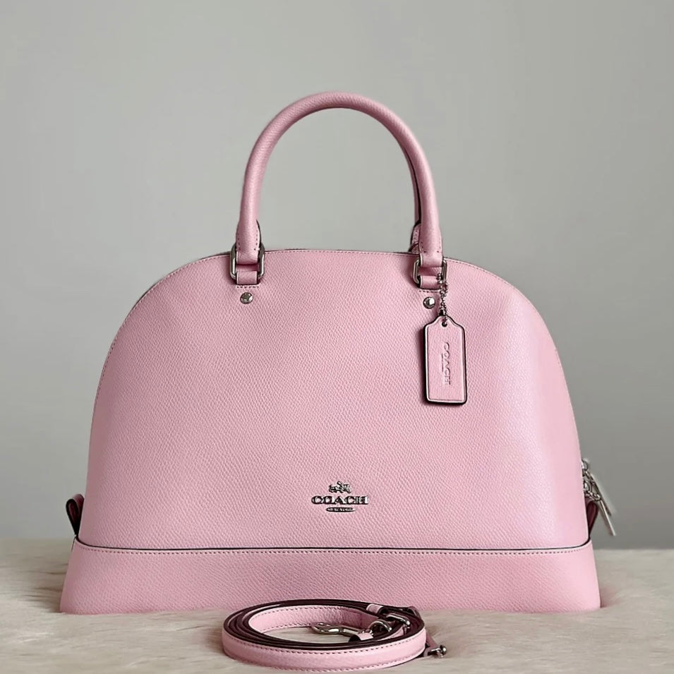 Coach Pink Leather Front Logo Alma 2 Way Shoulder Bag Like New