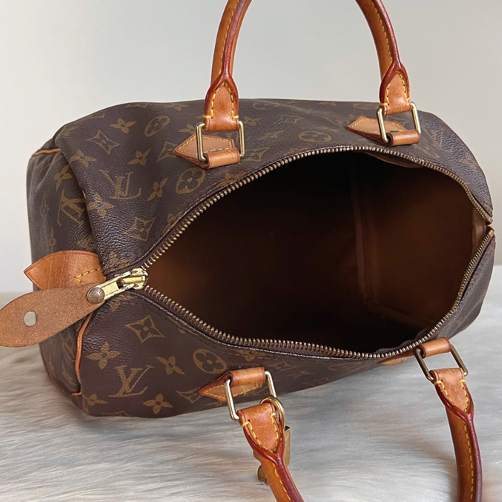 Louis Vuitton Signature Monogram Speedy 30 Bag + Lock & Keys