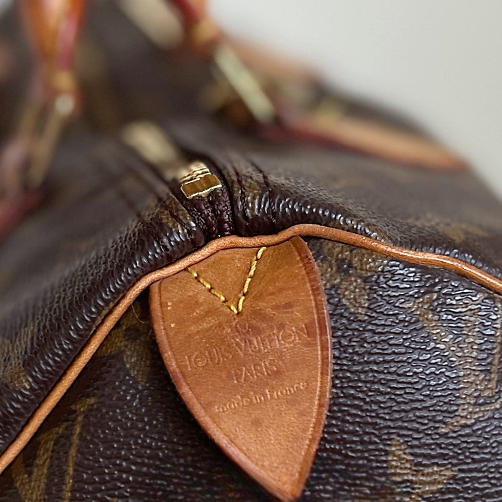 Louis Vuitton Signature Monogram Speedy 30 Bag + Lock & Keys