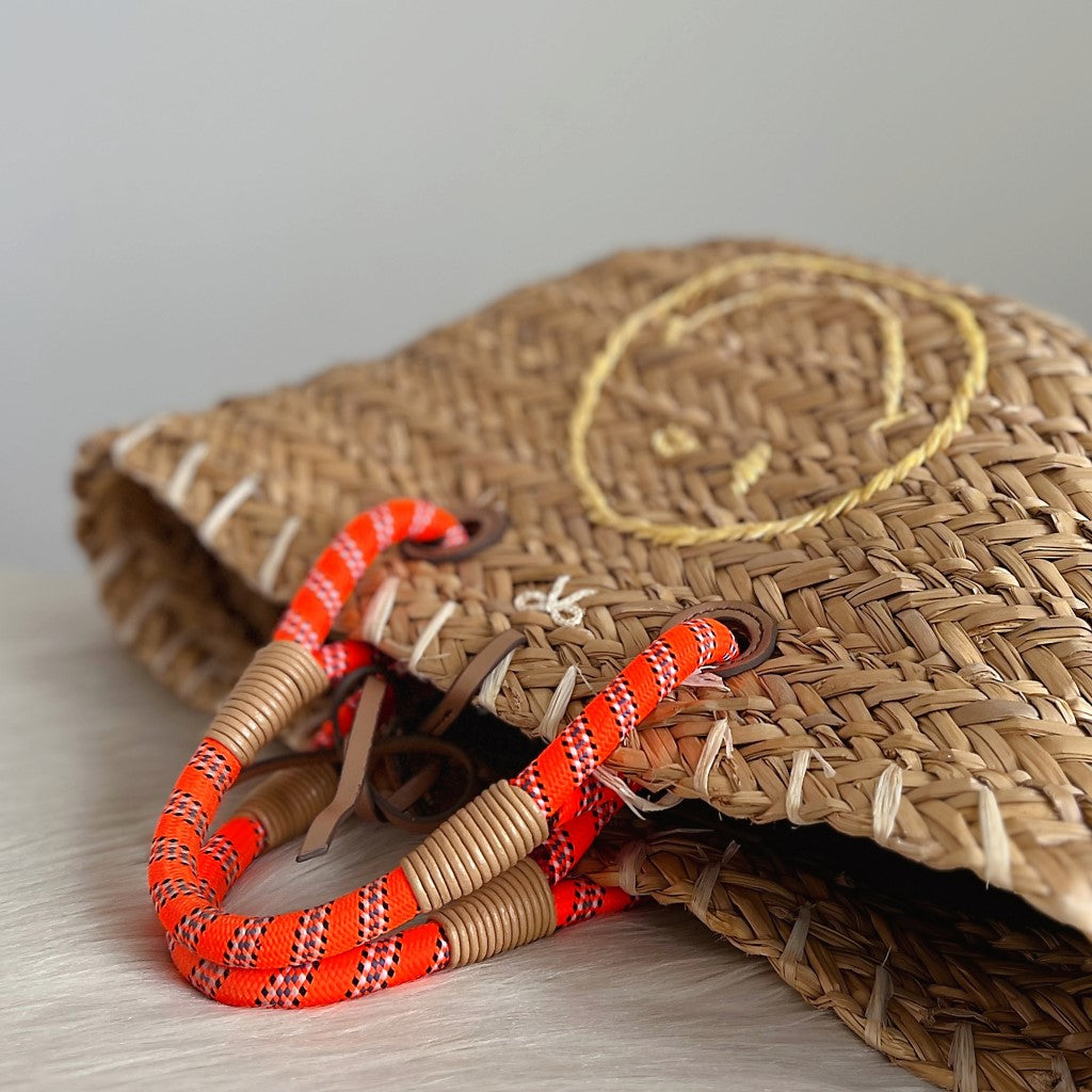 Anya Hindmarch Signature Smily Face Straw Holiday Tote Bag Excellent