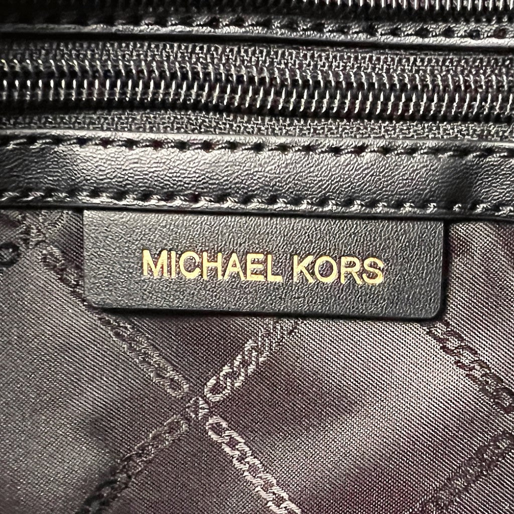 Michael Kors Black Leather Front Logo Career Shoulder Bag Excellent