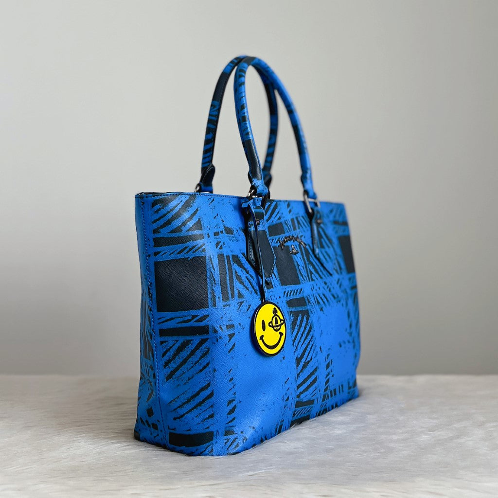 Vivienne Westwood Patterned Smily Face Charm Carryall Shoulder Bag Excellent
