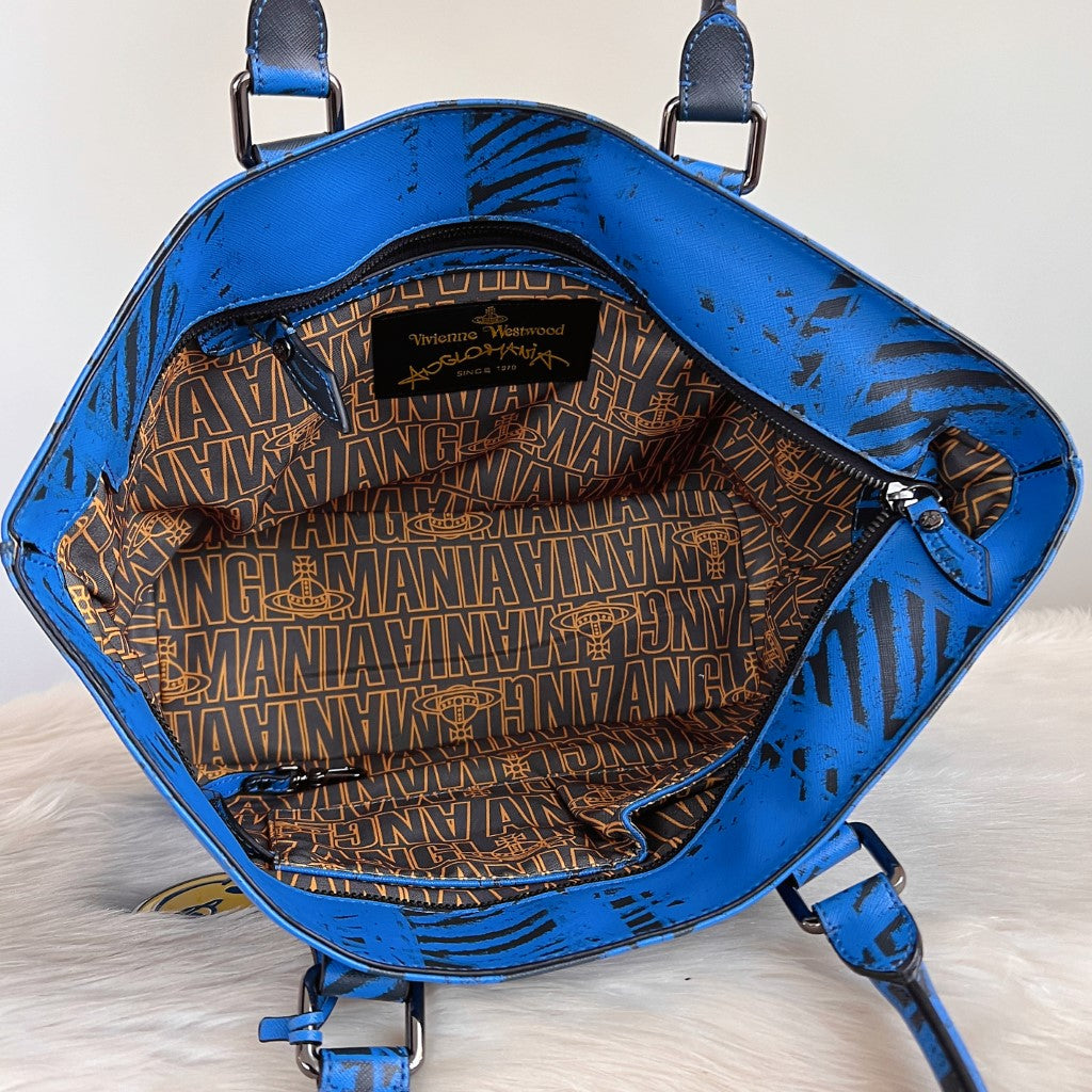 Vivienne Westwood Patterned Smily Face Charm Carryall Shoulder Bag Excellent