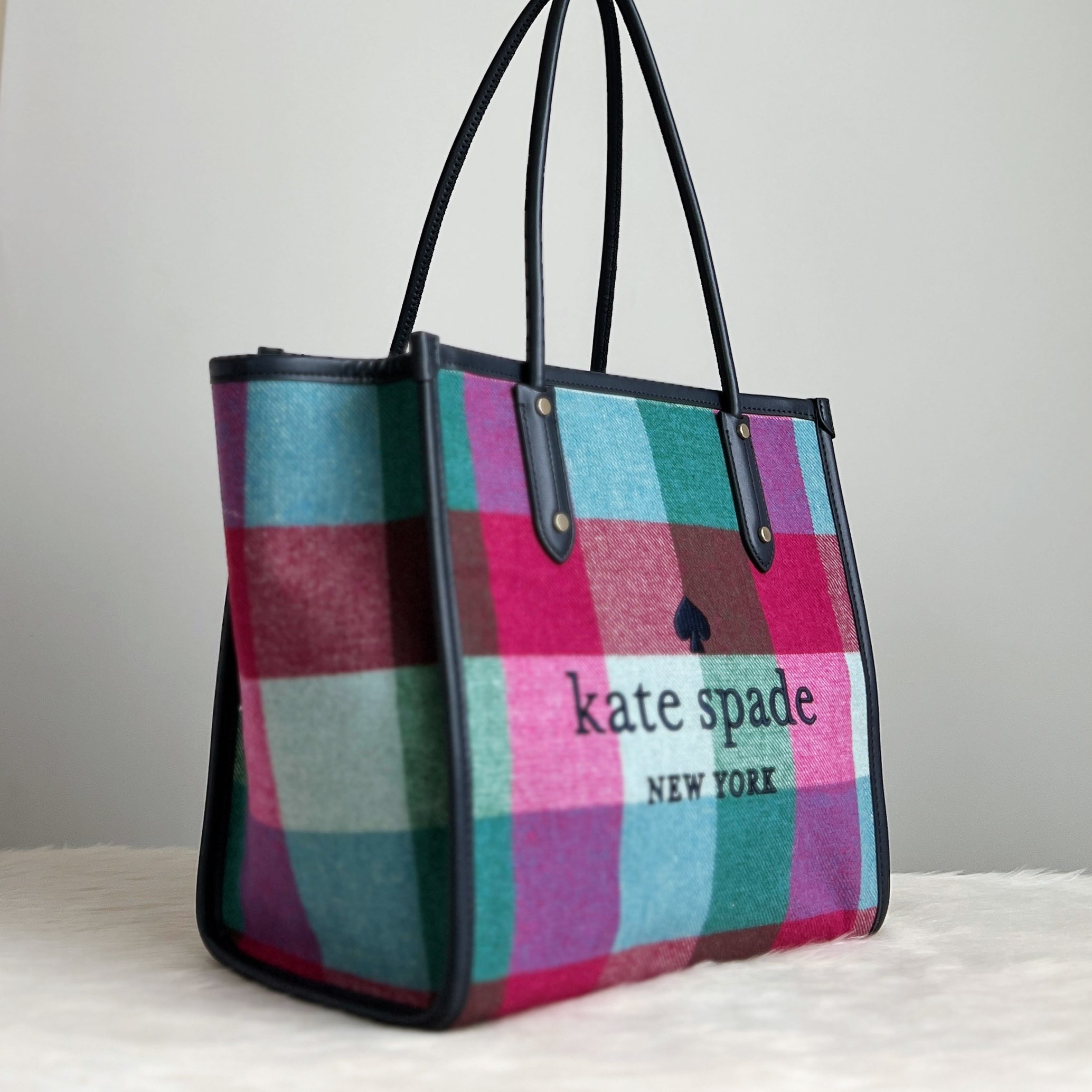 Kate Spade Check Pattern Woollen Shoulder Bag Like New