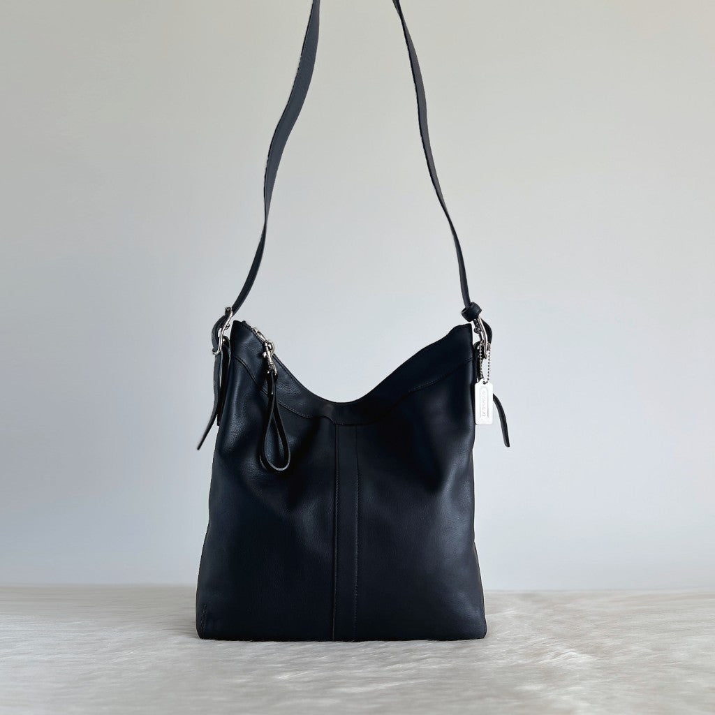 Coach Black Leather Slouchy Messenger Crossbody Shoulder Bag Like New