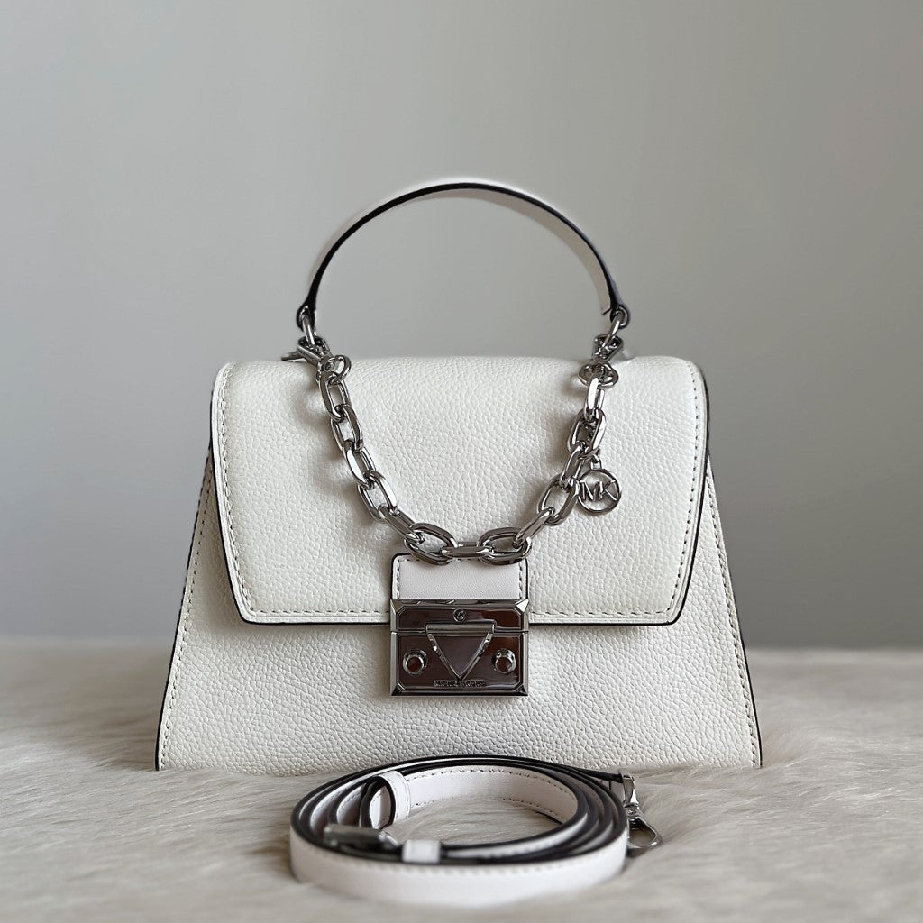 Michael Kors White Leather Chain Detail 2 Way Shoulder Bag