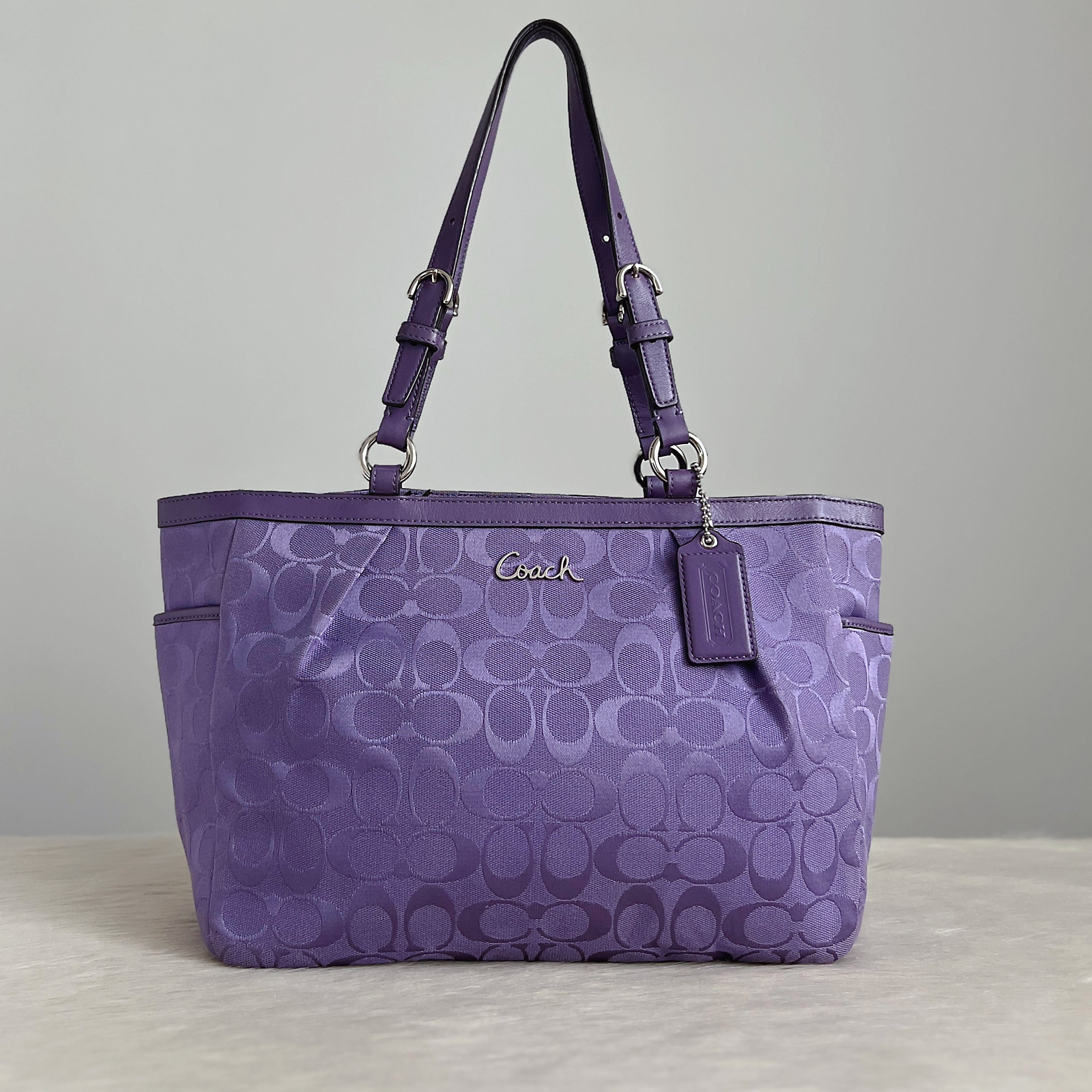 Coach Purple Leather Monogram Patchwork Shoulder Bag