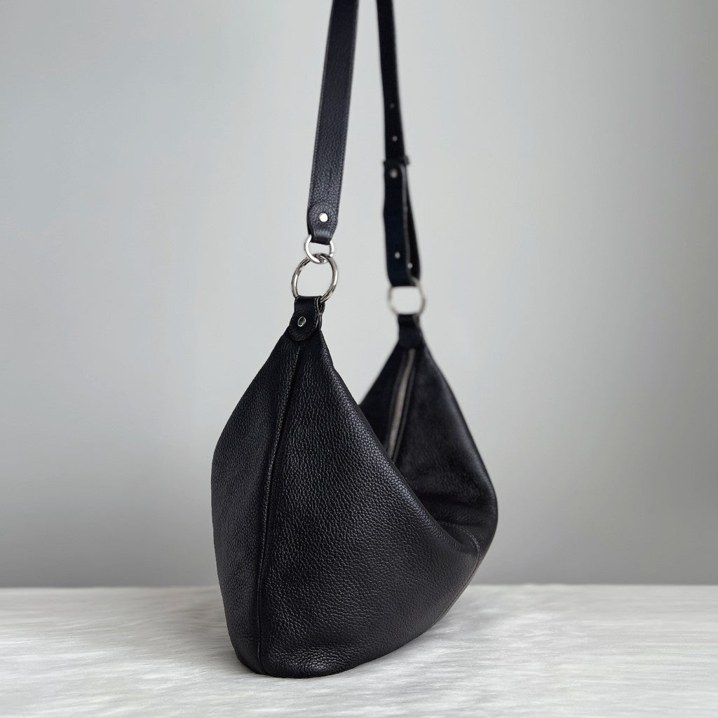 Furla Black Leather Slouchy Crossbody Shoulder Bag Excellent