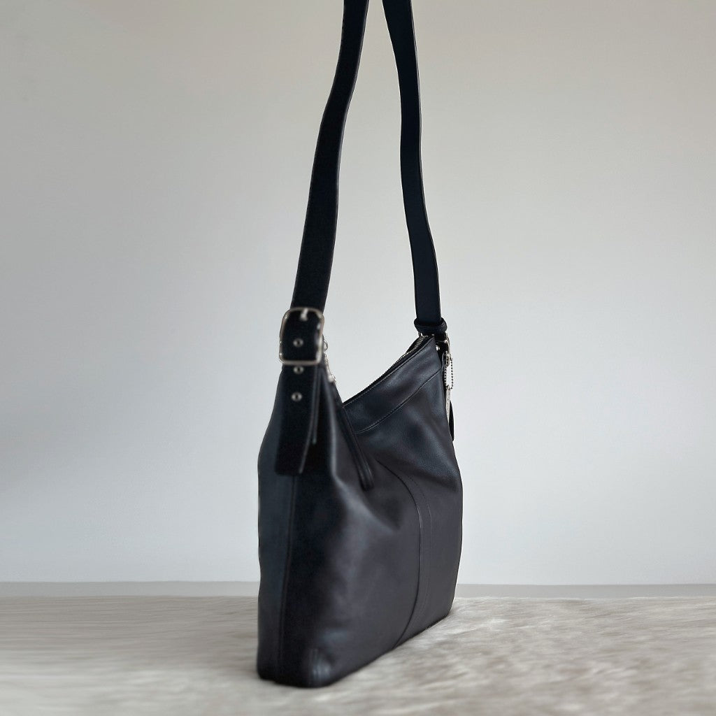 Coach Black Leather Slouchy Messenger Crossbody Shoulder Bag Like New