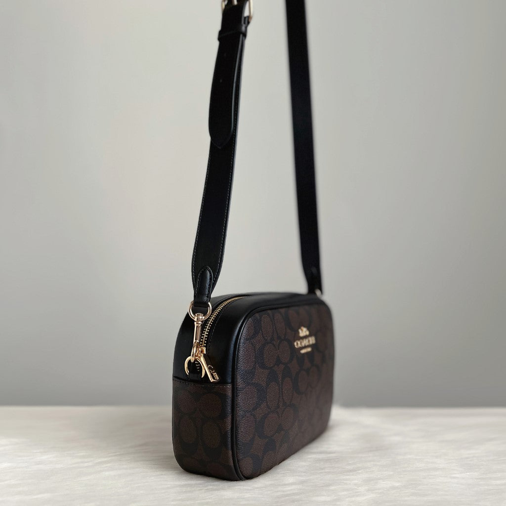 Coach Black Leather Monogram Front Logo Camera Crossbody Shoulder Bag Like New